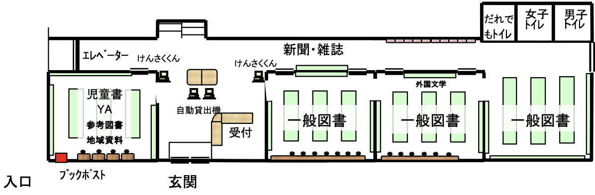 臨川みんなの図書館1階フロアマップ